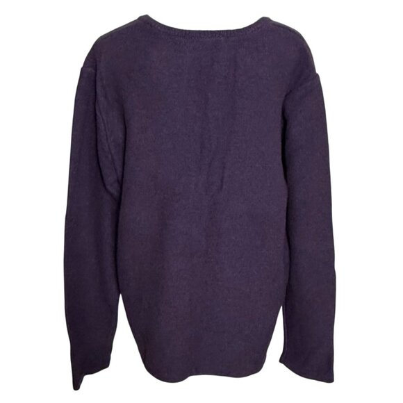 Serengeti Wool Embroidered Sweater Womens Size XL Winter Purple V-Neck VTG Warm - Picture 2 of 11